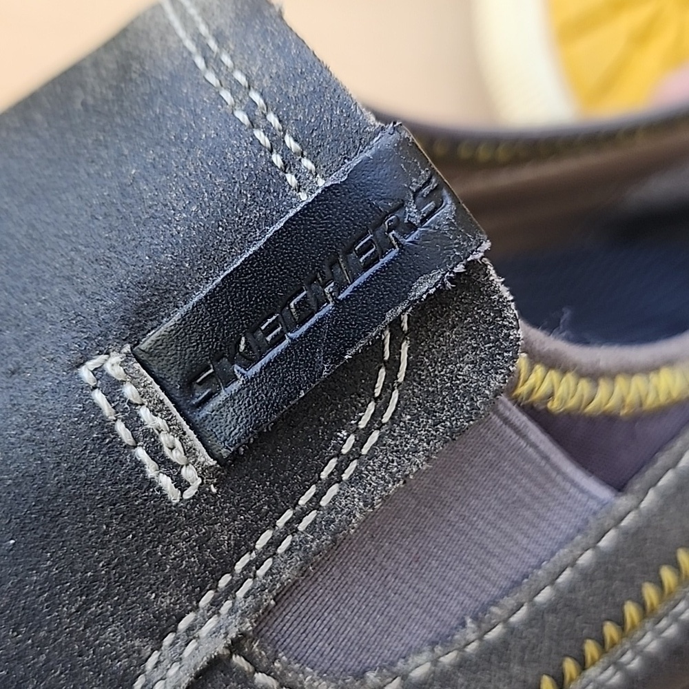 Skechers Talon Charcoal Men's Slip on Distressed Leather Loafers Shoes Size 9 - Picture 12 of 14